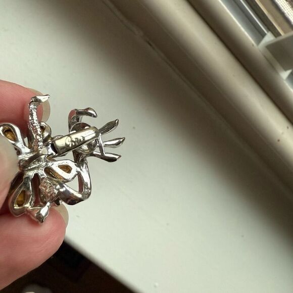 1950s Vintage Coro Rhinestone Earrings Light Pastel Blue Rhinestone Flowers Fanf - Picture 5 of 8